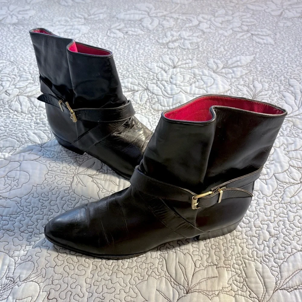Yves Saint Laurent YSL Paris Tom Ford Era Leather Strap Ankle Boots Sz 9 🧡